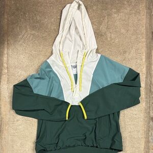 Te Verde Colorblock Windbreaker Quarter Zip - Green, Blue, White